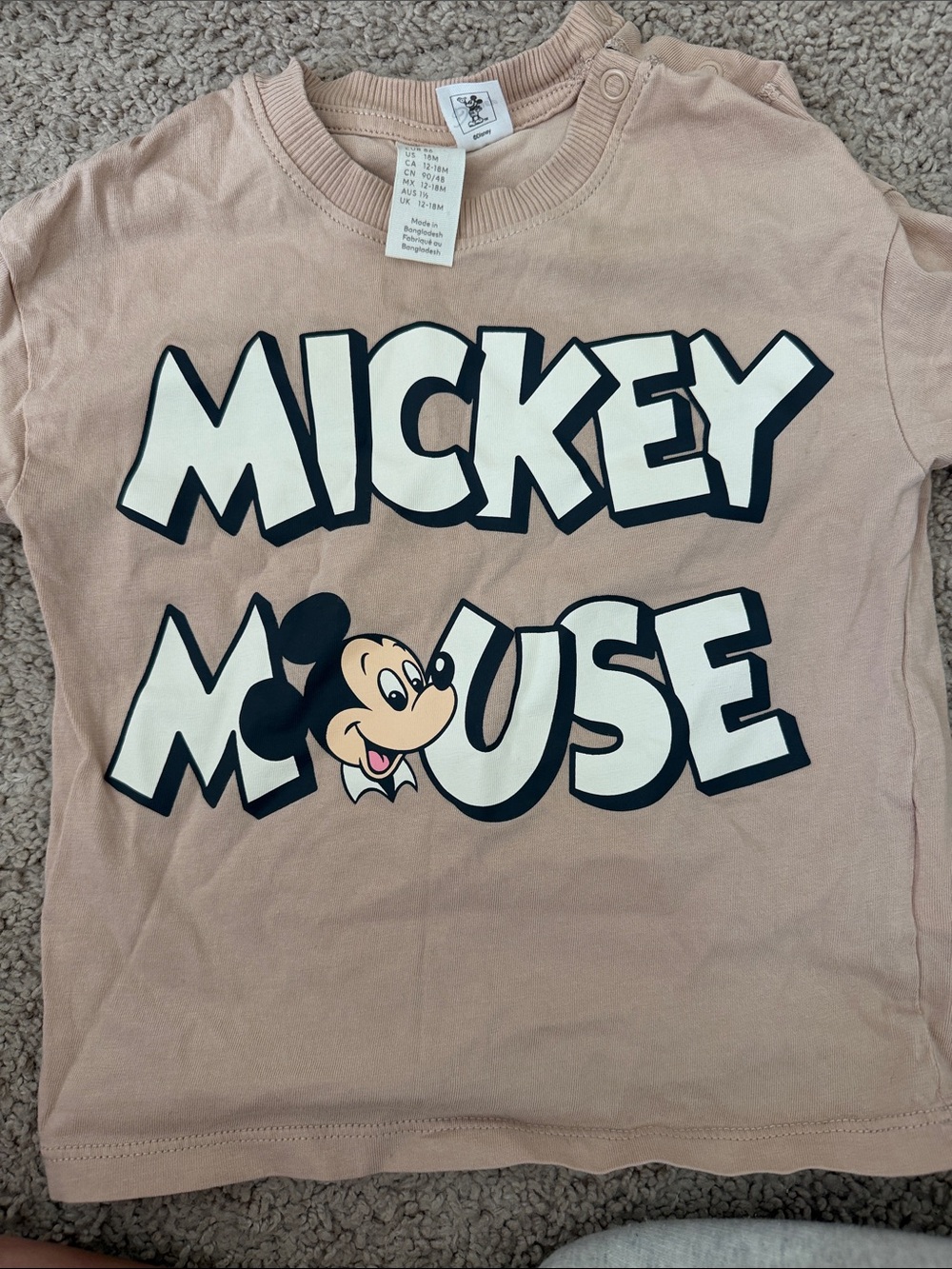 Disney Mickey Mouse shirt Sleeve Tee in tan